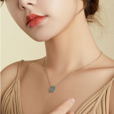 Colier argint cu scoica si copacul vietii [3]