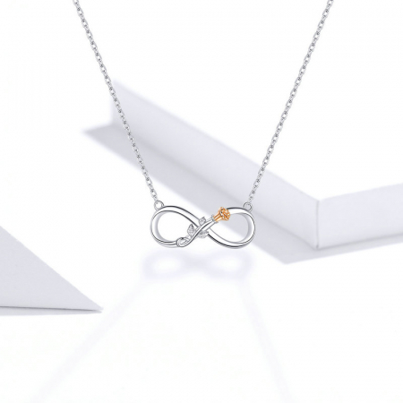 Colier argint Dragoste Infinită, cu Infitit si Trandafir auriu [4]