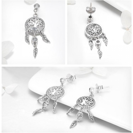 Cercei argint Dream Catcher cu Copacul Vietii [2]