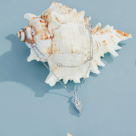 Colier argint dublu cu melc de mare [2]