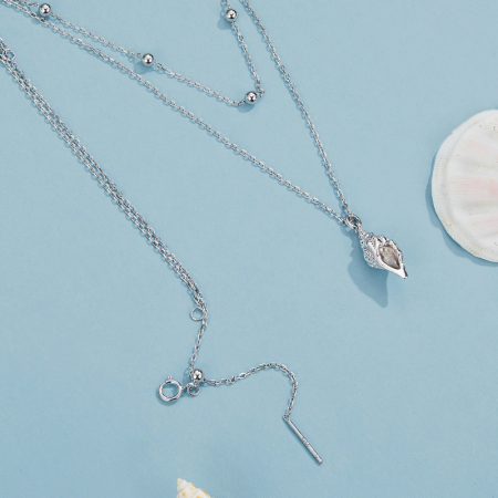 Colier argint dublu cu melc de mare [5]