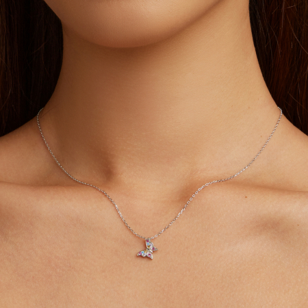 Colier argint fluturas colorat [1]