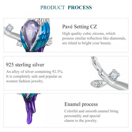 Colier argint pasare colorata [8]