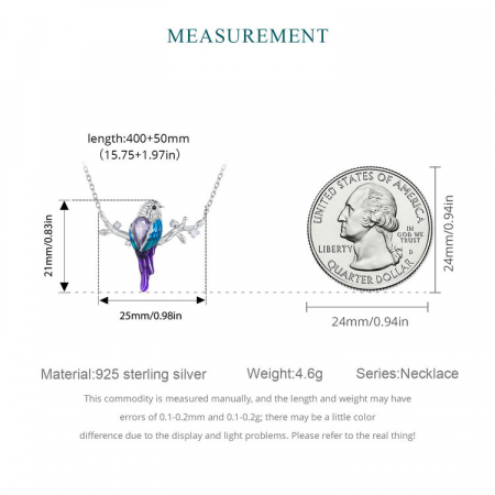 Colier argint pasare colorata [10]