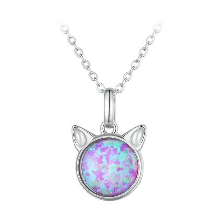 Colier argint pisica opal