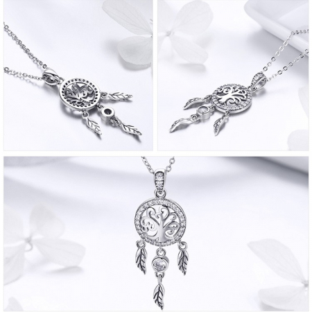 Colier argint reglabil cu Dream Catcher cu Copacul Vietii [3]
