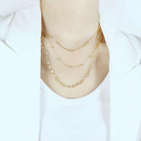 Colier din inox auriu cu 3 lantisoare [1]