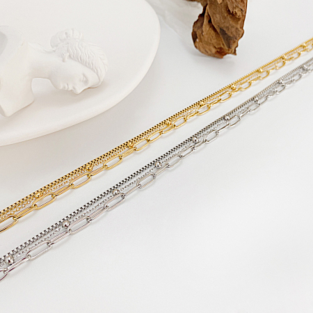 Colier din inox auriu cu 3 lantisoare [2]