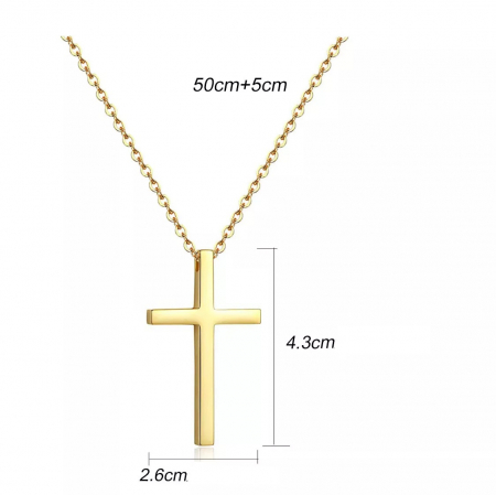 Colier auriu din inox lant cu cruce [3]