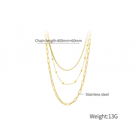 Colier din inox auriu cu 3 lantisoare [4]