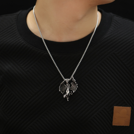 Colier inox argintiu cu inger pazitor – talisman al protectiei [1]