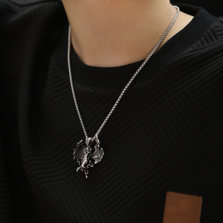 Colier inox argintiu cu inger pazitor – talisman al protectiei [4]