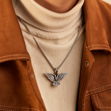 Colier inox cu vultur heraldic, 70 cm [3]