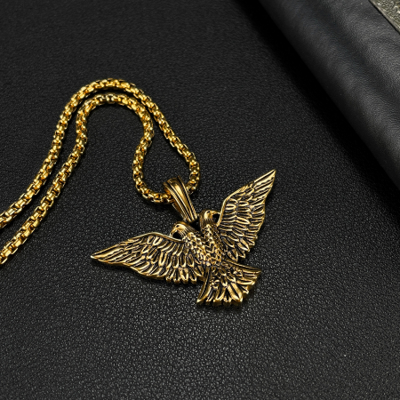 Colier inox auriu cu vultur heraldic [5]