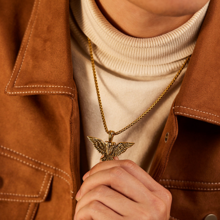 Colier inox auriu cu vultur heraldic [4]