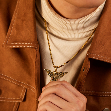 Colier inox auriu cu vultur heraldic [6]