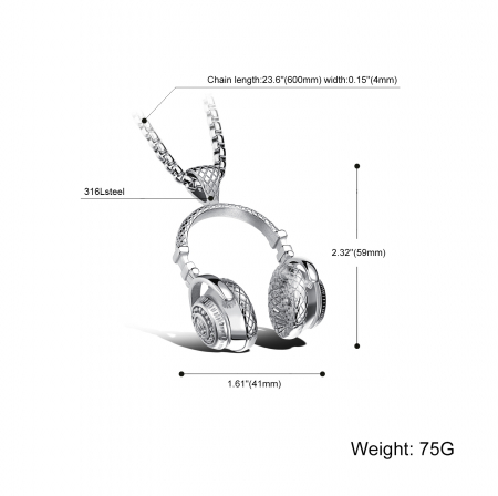 Colier inox casti audio 60 cm [6]