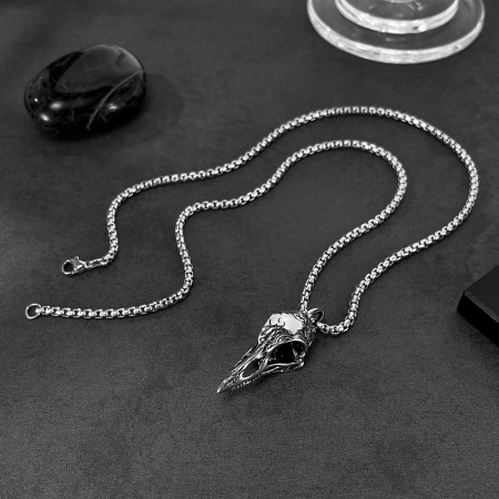 Colier inox Craniu de Pasăre – Simbol al Misterului și Transformării [2]