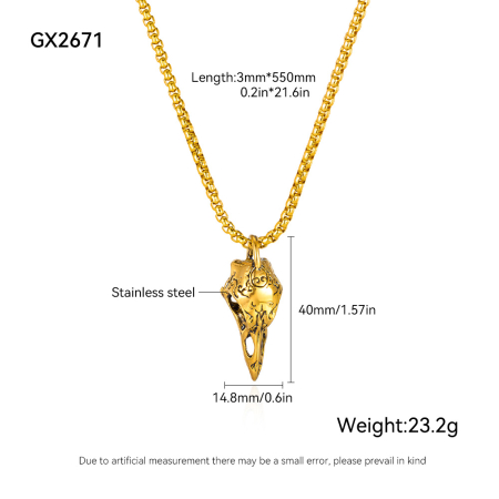 Colier inox Craniu de Pasăre – Simbol al Misterului și Transformării [7]