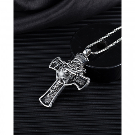Colier inox cruce cu Isus [3]