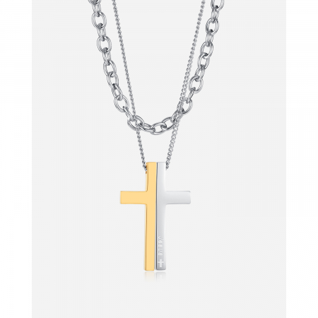 Colier inox cruce in 2 tonuri [6]