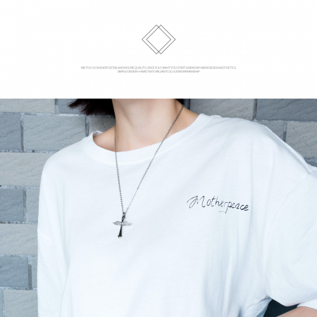 Colier inox cruce si aripi de inger [9]