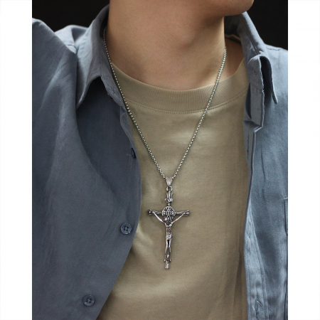 Colier inox crucifix 55 cm [4]