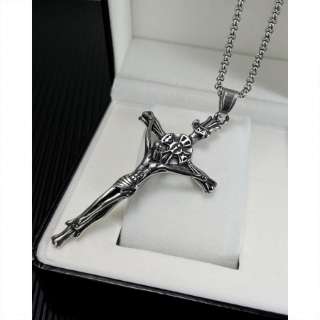 Colier inox crucifix 55 cm [6]