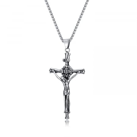 Colier inox crucifix 70 cm