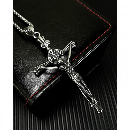 Colier inox crucifix 55 cm [2]