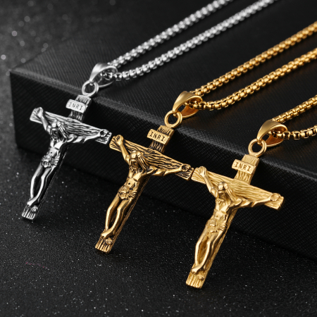 Colier inox crucifix 60 cm [2]