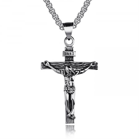 Colier inox crucifix 55 cm
