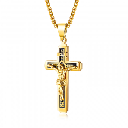 Colier inox crucifix 55 cm