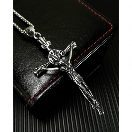 Colier inox crucifix 55 cm [8]