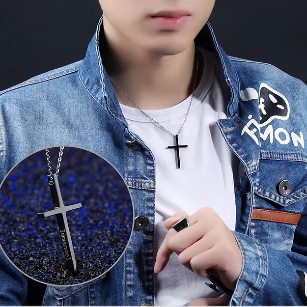 Colier inox cu cruce neagra Immanuel [1]