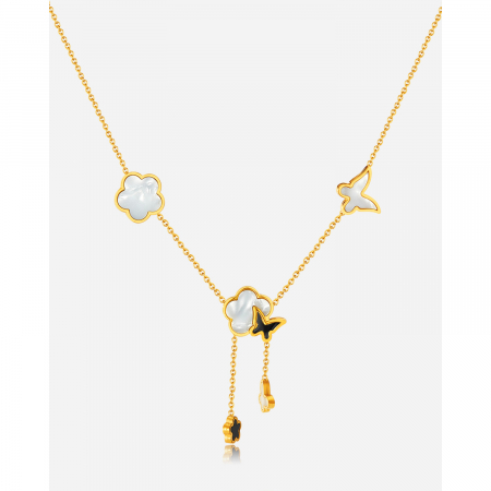 Colier inox cu flori si fluturi cu Abalone [14]