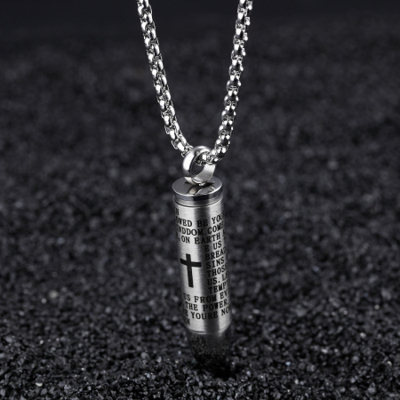 Colier inox cu glont si Tatal Nostru [7]