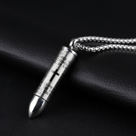 Colier inox cu glont si Tatal Nostru [8]