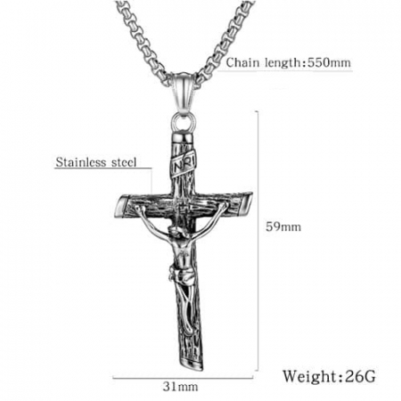 Colier inox lant si pandant cu Rastignirea lui Isus [4]