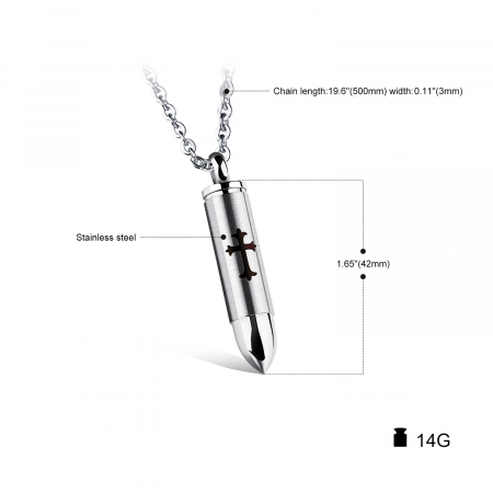 Colier inox glont negru cu cruce 63 cm [5]