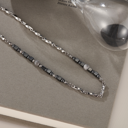 Colier inox cu hematite [3]