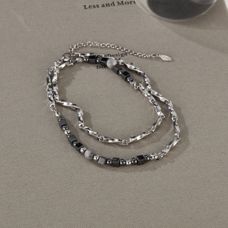 Colier inox cu hematite [12]