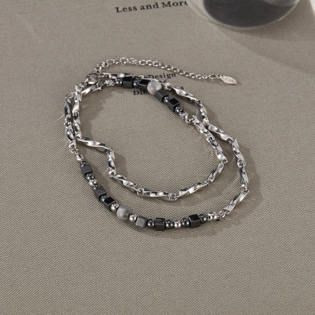 Colier inox cu hematite [7]