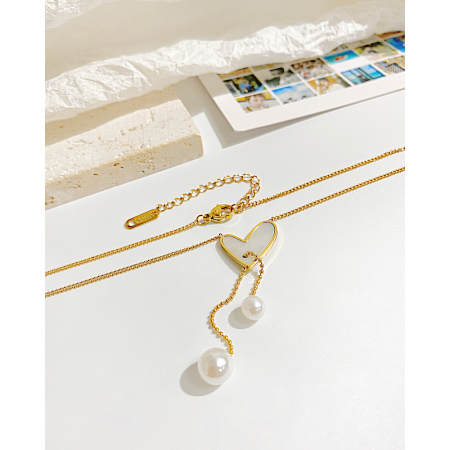 Colier inox cu inima si perle [11]