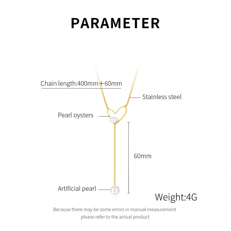 Colier inox cu inima si perle [4]