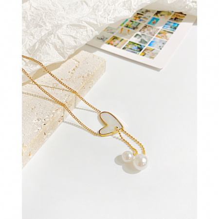 Colier inox cu inima si perle [9]