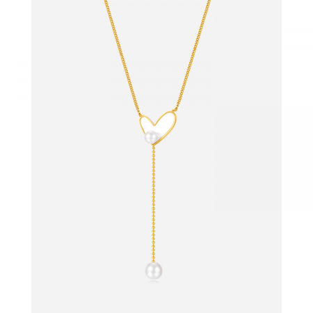 Colier inox cu inima si perle [12]