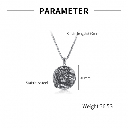 Colier inox cu lup [12]