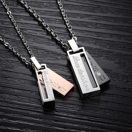 Colier inox cu mesaj "love devotion" 50 cm [5]