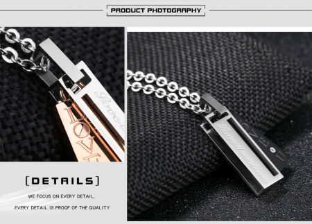 Colier inox cu mesaj "love devotion" 50 cm [16]